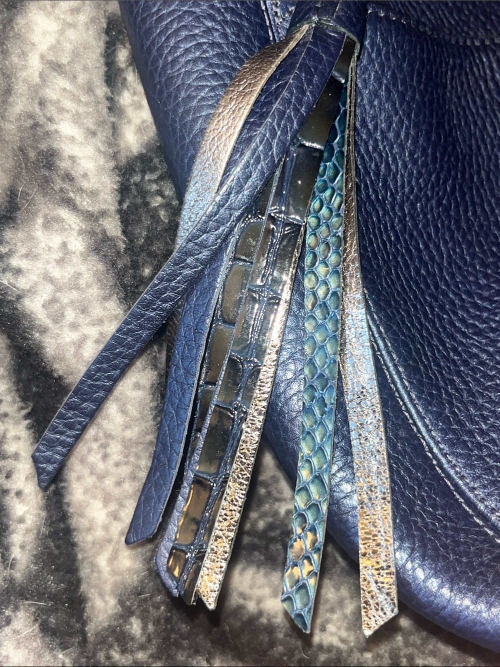 Brighton Barbados Navy Blue Pebbled Leather Hobo Shoulder Bag - Picture 7 of 10